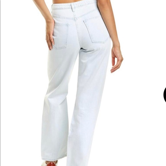 WeWoreWhat Mid rise Distressed Straight Leg Jeans in Light Icy Wash - Picture 3 of 11